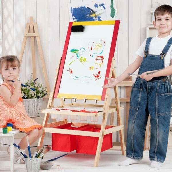 Flip-Over Double-Sided Kids Art Easel - Color: Multicolor - Minihomy