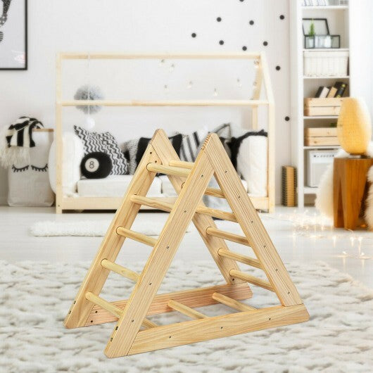 Wooden Triangle Climber for Toddler Step Training - Color: Natural