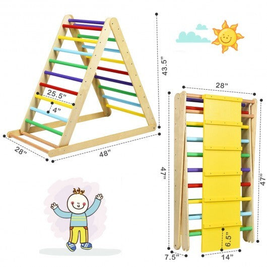 Foldable Wooden Climbing Triangle Indoor Home Climber Ladder - Color: Multicolor - Minihomy