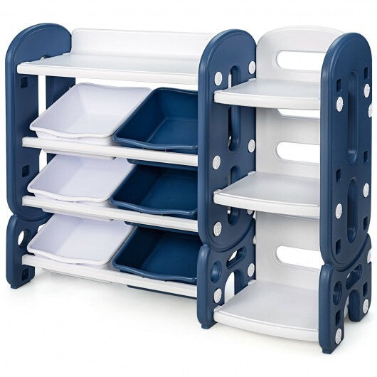 Kids Toy Storage Organizer with Bins and Multi-Layer Shelf for Bedroom Playroom -Blue