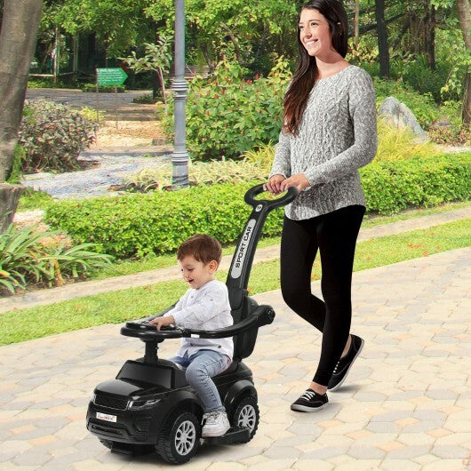 Honey Joy 3 in 1 Ride on Push Car Toddler Stroller Sliding Car with Music-Black - Minihomy