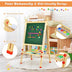 Kids Art Easel with Paper Roll Double-Sided Regulable Drawing Easel Plank - Color: Natural - Minihomy