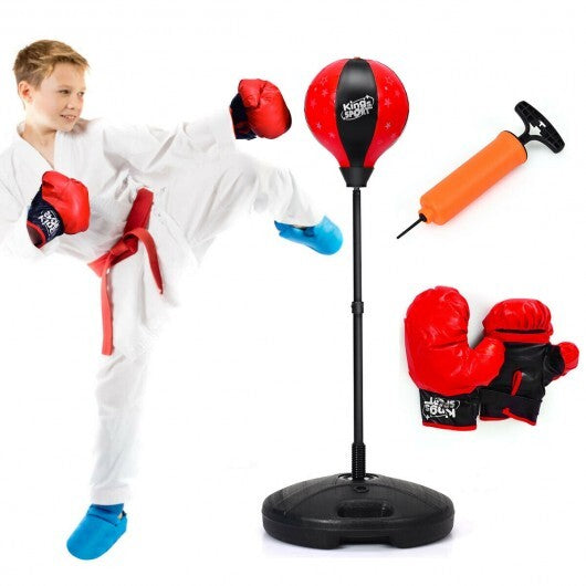 Kids Adjustable Stand Punching Bag Toy Set with Boxing Glove - Minihomy