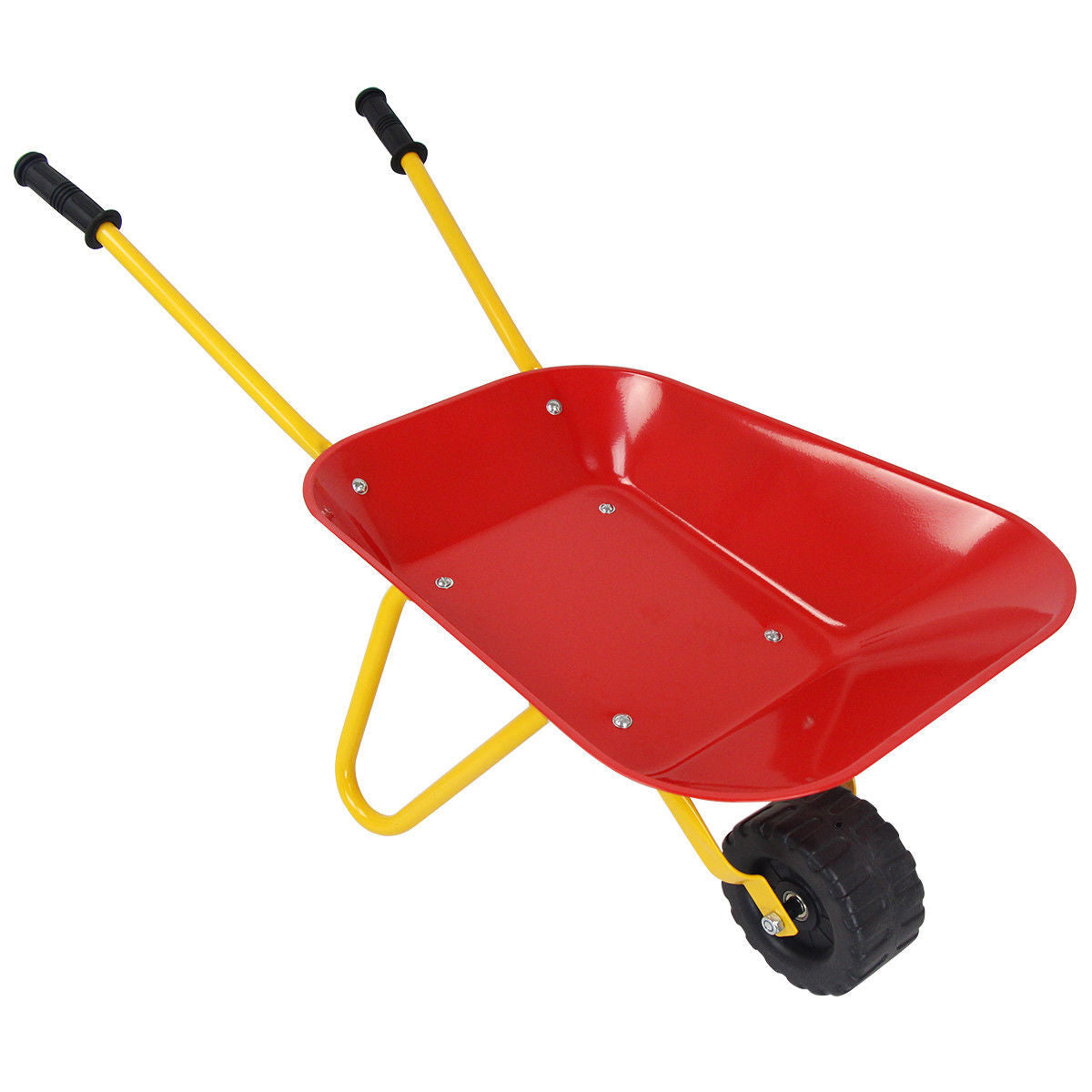 Outdoor Garden Backyard Play Toy Kids Metal Wheelbarrow-Red - Color: Red