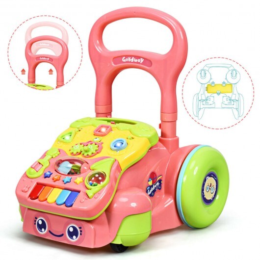 Early Development Toys for Baby Sit-to-Stand Learning Walker-Pink - Minihomy