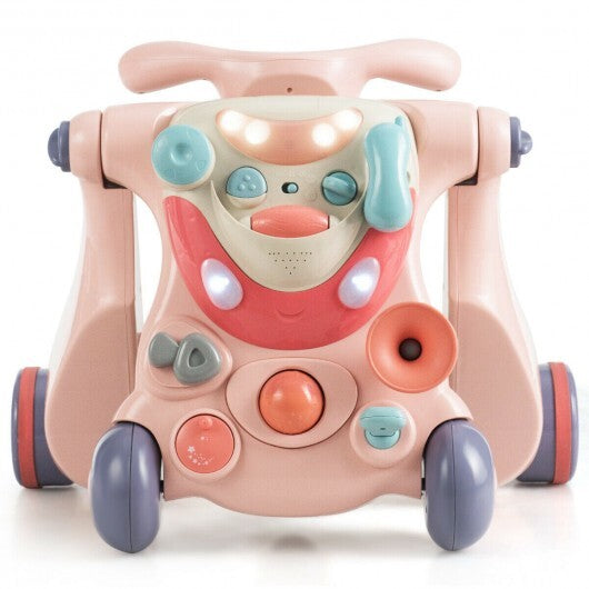 2-in-1 Baby Walker with Activity Center-Pink - Color: Pink - Minihomy