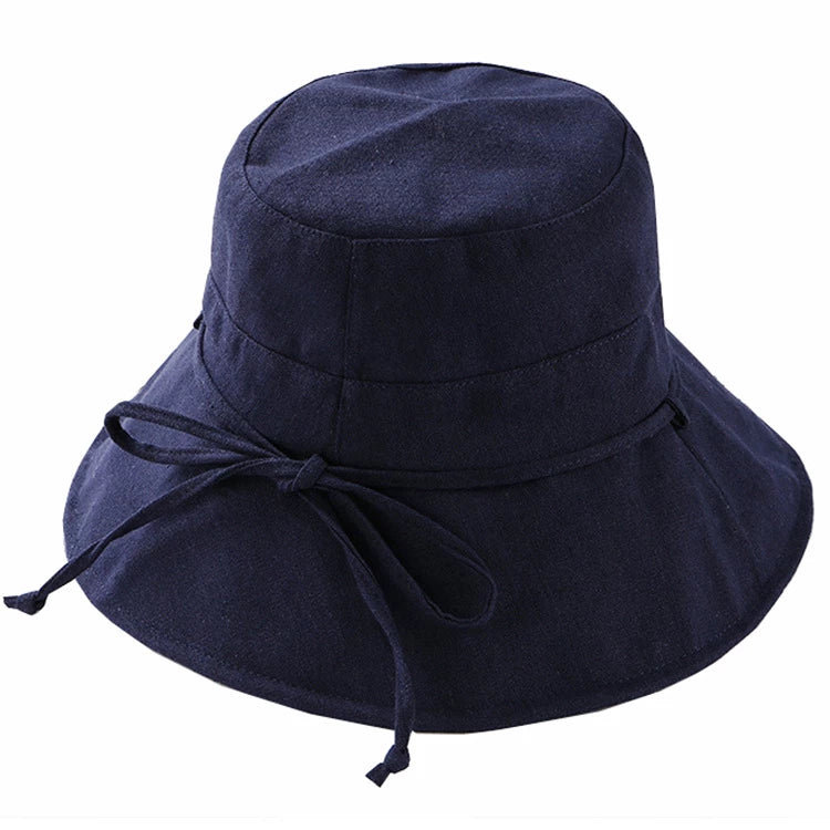 Solid Color Cotton And Linen Fisherman Hat Basin Hat Folding Hat Women
