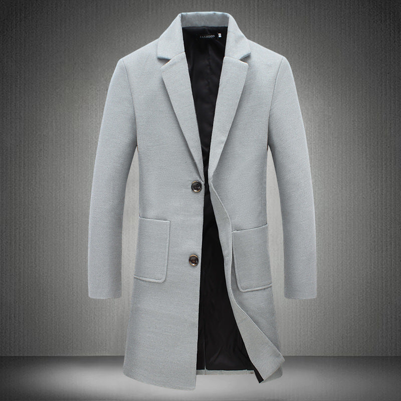 Mid-length Coat Men's Slim Handsome Woolen Coat - Minihomy