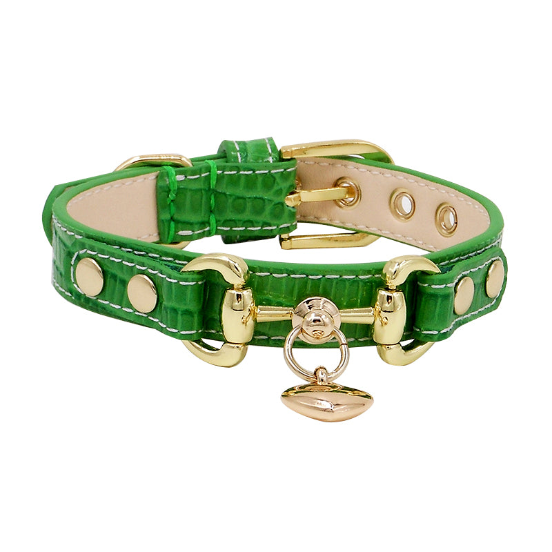 Lizard Pattern Double Buckle Leather Pet Collar - Minihomy