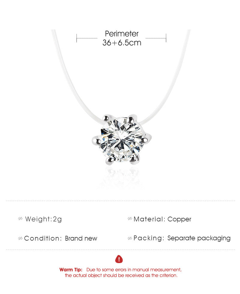 Multi-claw Diamond Zircon Pendant Necklace - Minihomy