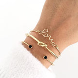 LOVE Letter Diamond Triangle Bracelet Set - Minihomy