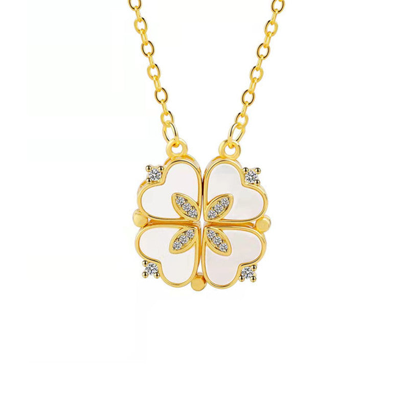 Net Red Clover Enamel Necklace Female - Minihomy