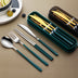 304 Dinnerware Set Flatware Kitchen Accessories Camping Travel Sets Gold Knife Fork Spoon Portable Cutlery Sets With Case - Minihomy