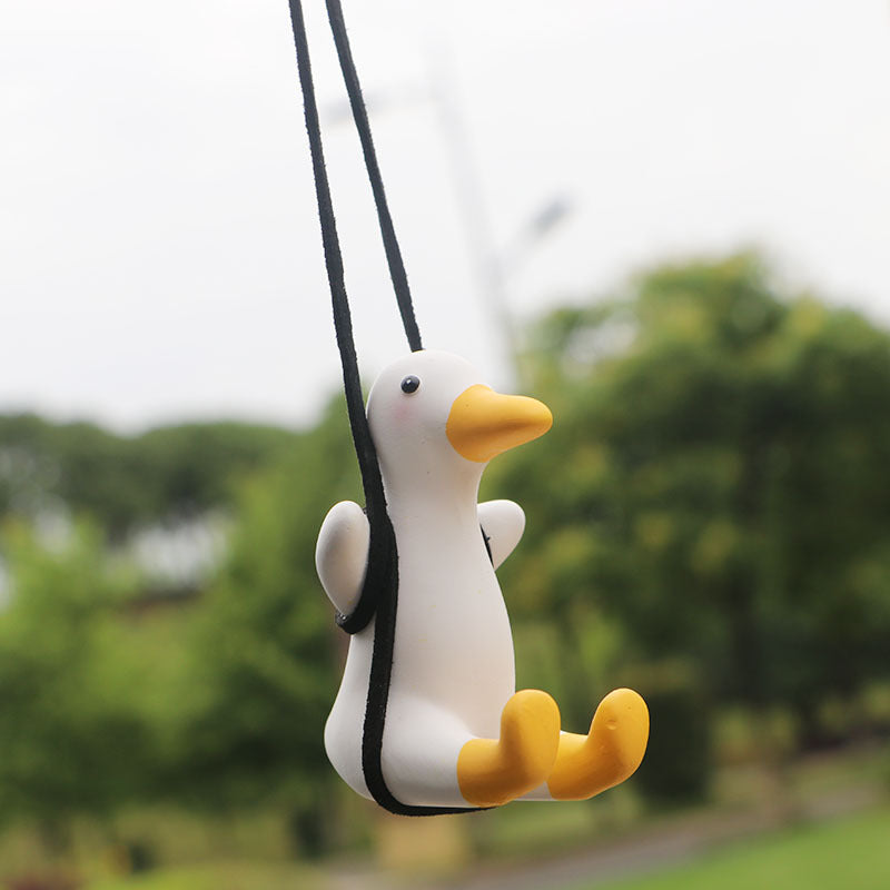 Cute Anime Car Accessorie Swing Duck Pendant Auto Rearview Mirror Ornaments Birthday Gift Auto Decoraction Car Fragrance - Minihomy