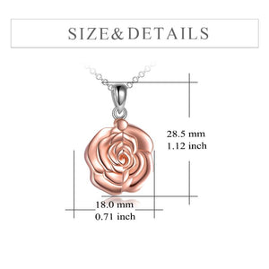 Sterling Silver 3D Rose Flower Locket Necklace That Holds Pictures I Love You to The Moon and Back
