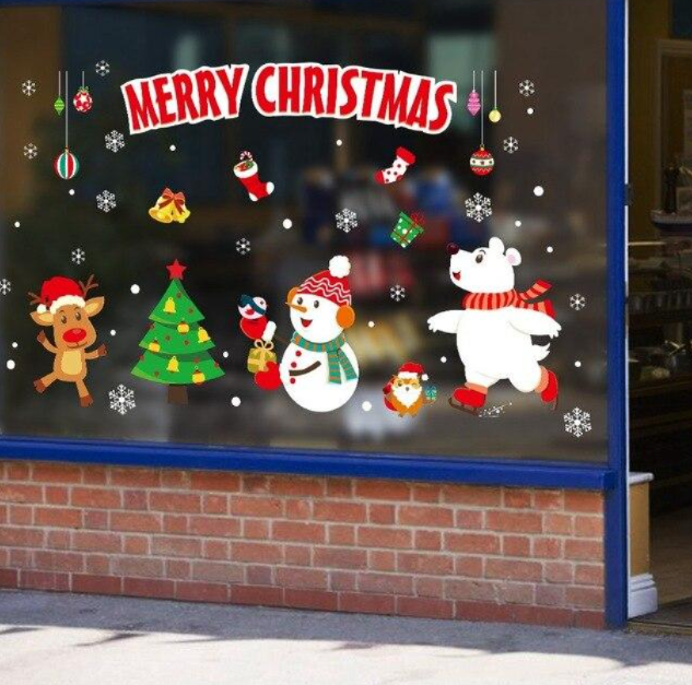 Christmas decorations store window stickers - Minihomy