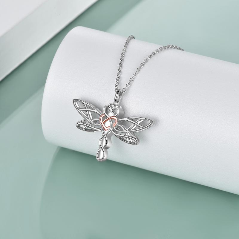 Dargonfly Urn Necklace for Ashes for Women Sterling Silver Dragonfly PendantCremation Necklace Celtic Knot Irish Jewelery - Minihomy