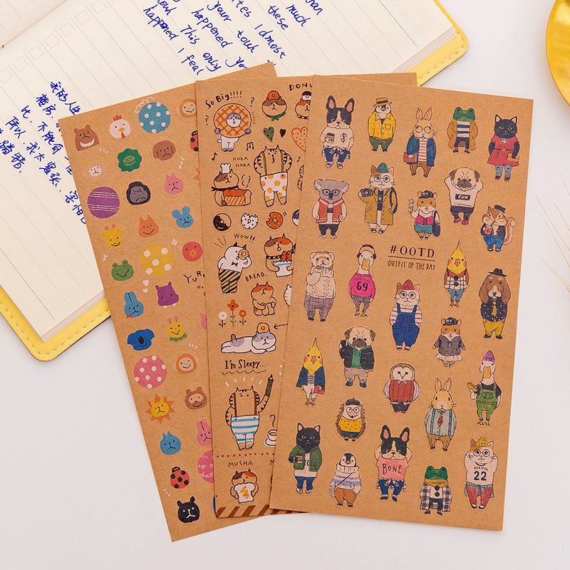 Deep Japanese Kraft Paper Cat Sticker