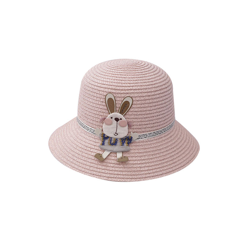 Cute Rabbit Decoration Bag with Two-Piece Straw Hat for Kids