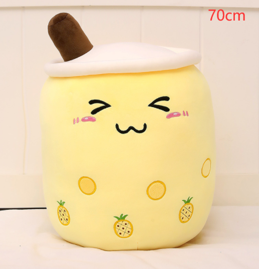 Cute Fruit Drink Plush Stuffed Soft Strawberry Milk Boba Tea Plush