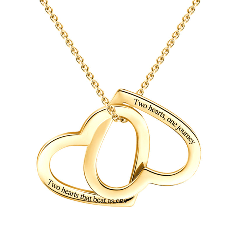 Personalized Customization Of Double Heart Necklace Lettering