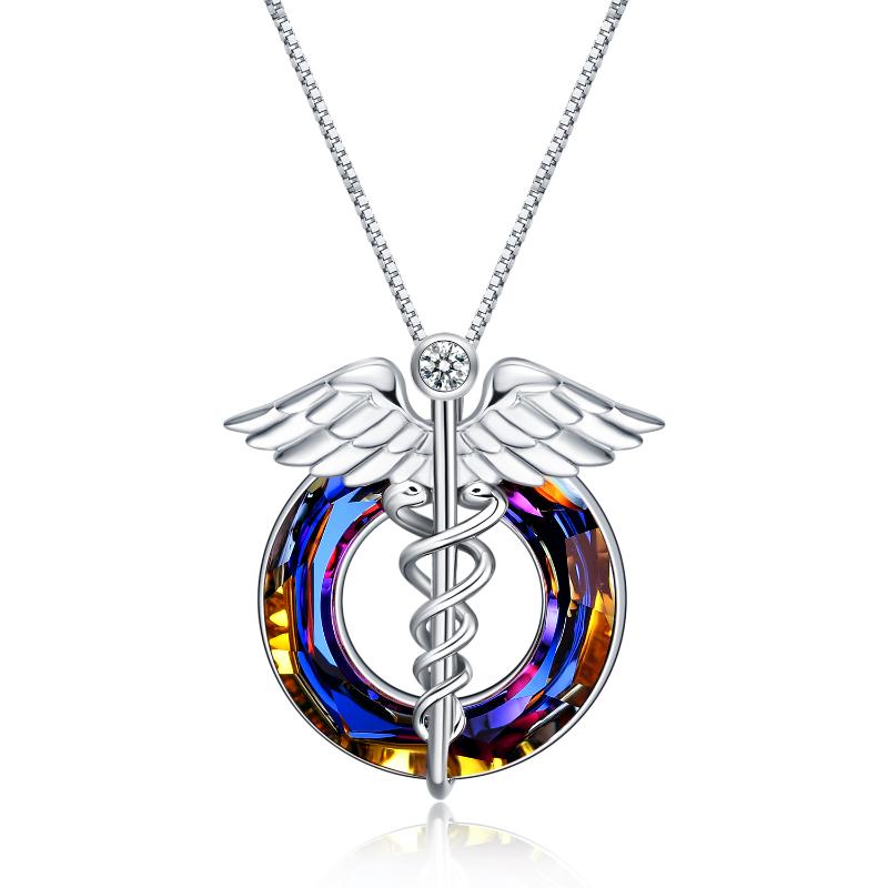 925 Sterling Silver Stethoscope Heartbeat Nurse Necklace Jewelry - Minihomy