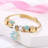 Stainless Steel Bracelet Series Star Mosaic Sun Flower Pendant Golden Bracelet