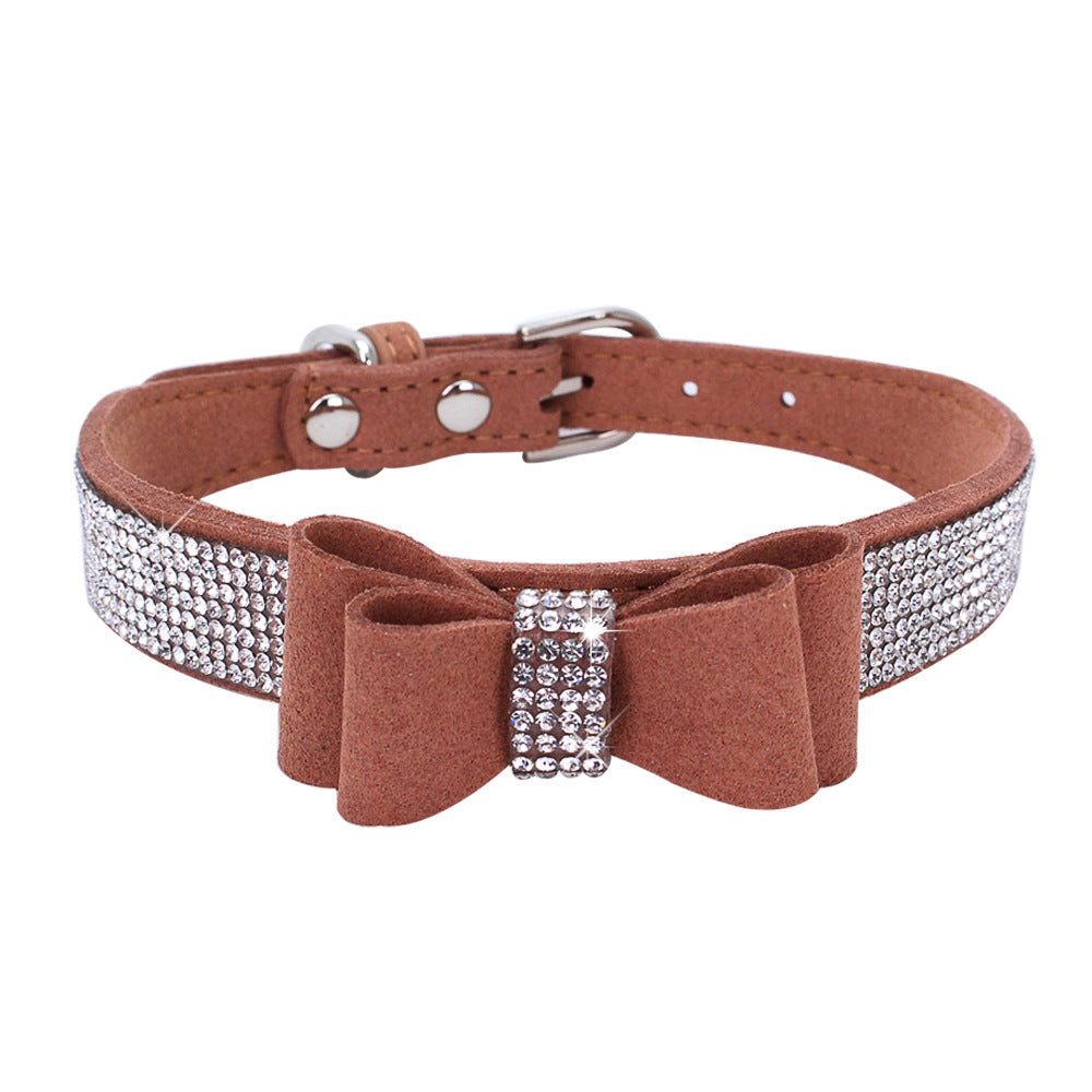 Rhinestone Bow Pet Dog Collar Leash - Minihomy