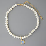 Round Medal Pearl Necklace Irregular Pearl