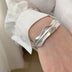 Irregular Fold Texture Opening Wide S925 Sterling Silver Bracelet Women - Minihomy