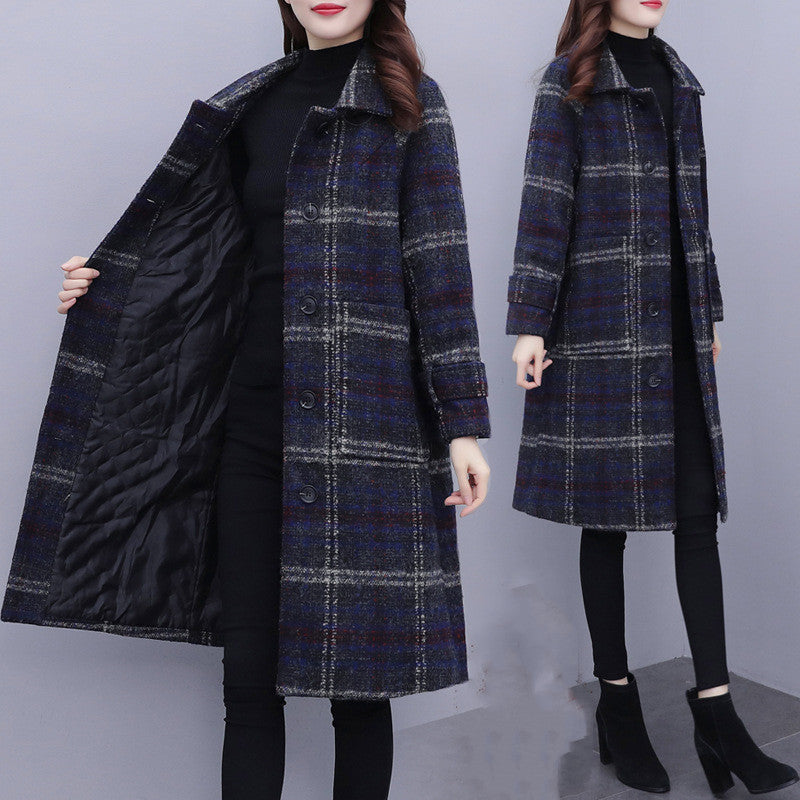 Women's Plus Size Cotton Padded Woolen Coat - Embrace Style and Comfort