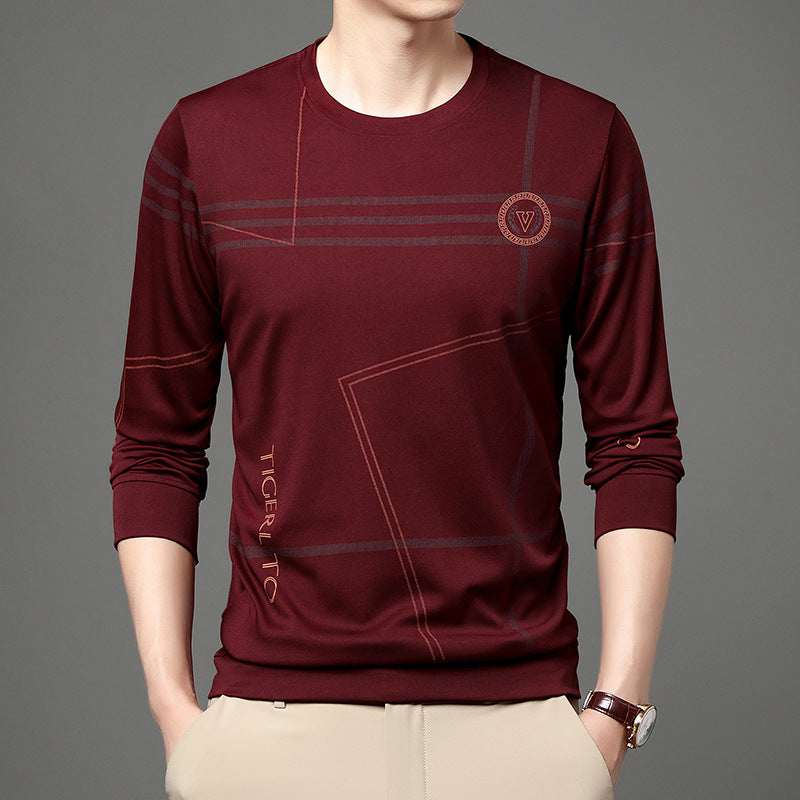 Men's Round Neck Long Sleeve T-Shirt - Minihomy