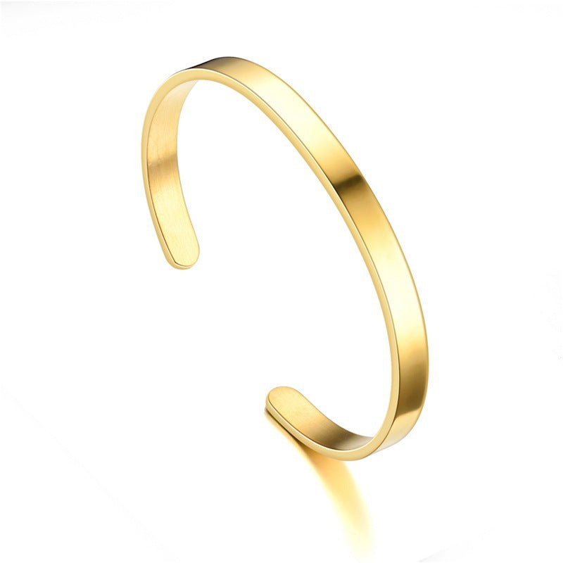 Stainless Steel C-shaped Engraved Bracelet Ring