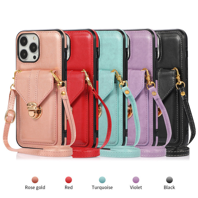 Creative Card Leather Diagonal Lanyard Mobile Phone Case - Minihomy