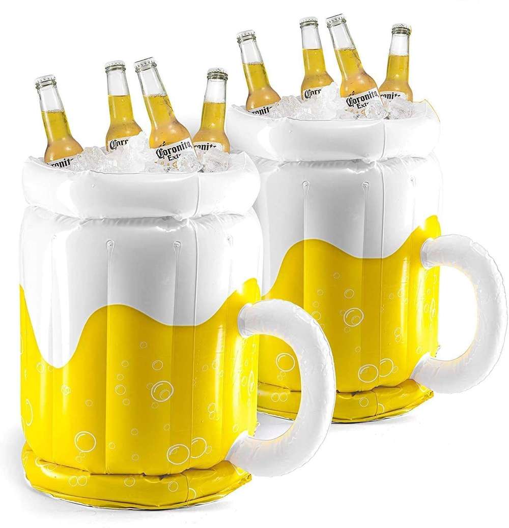 Large Inflatable Beer Mug Cooler Pool Float Drink Cooler For Adults Parties - Minihomy