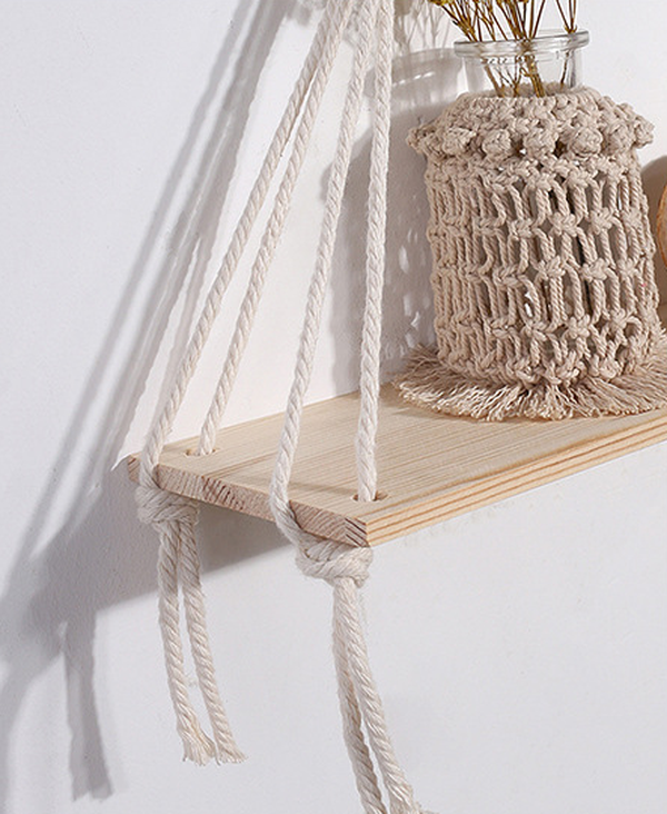 Handmade Macrame Shelf For Hanging Plants And  Wall Decor - Minihomy