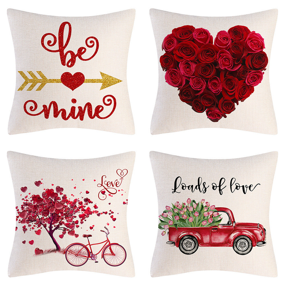 Valentine's Day Linen Pillowcase Holiday Gift