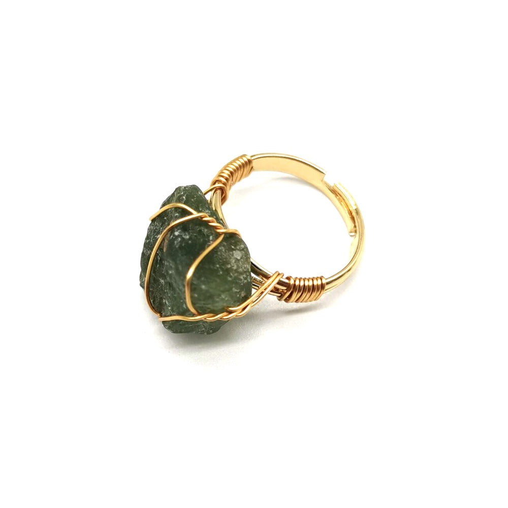 Personality Hand Wrapped Rough Stone Agate Ring - Minihomy