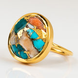 Gold Plated Vintage Melange Gemstone Ring