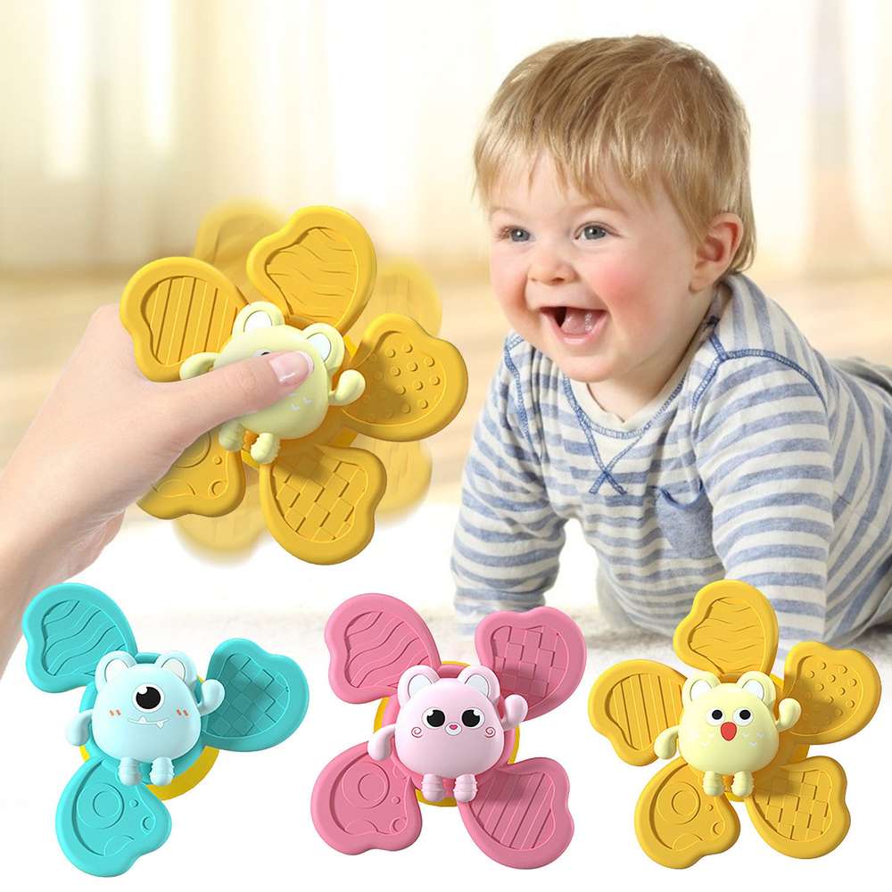 Baby Bath Spinning Top Toy Safe Interesting Baby Bath Toys Animal Hand Spinner Toys With Suction Cups Spin Toy - Minihomy