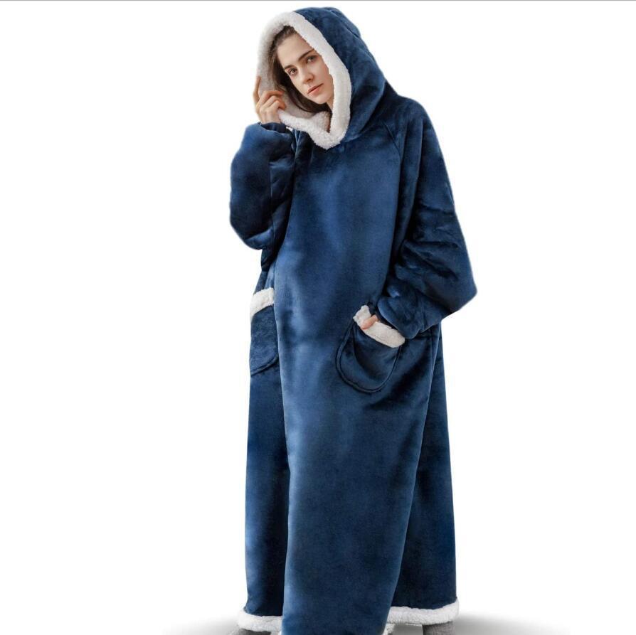 Lazy Blanket Hooded Flannel TV Blanket Lazy Clothes Pajamas Sweater