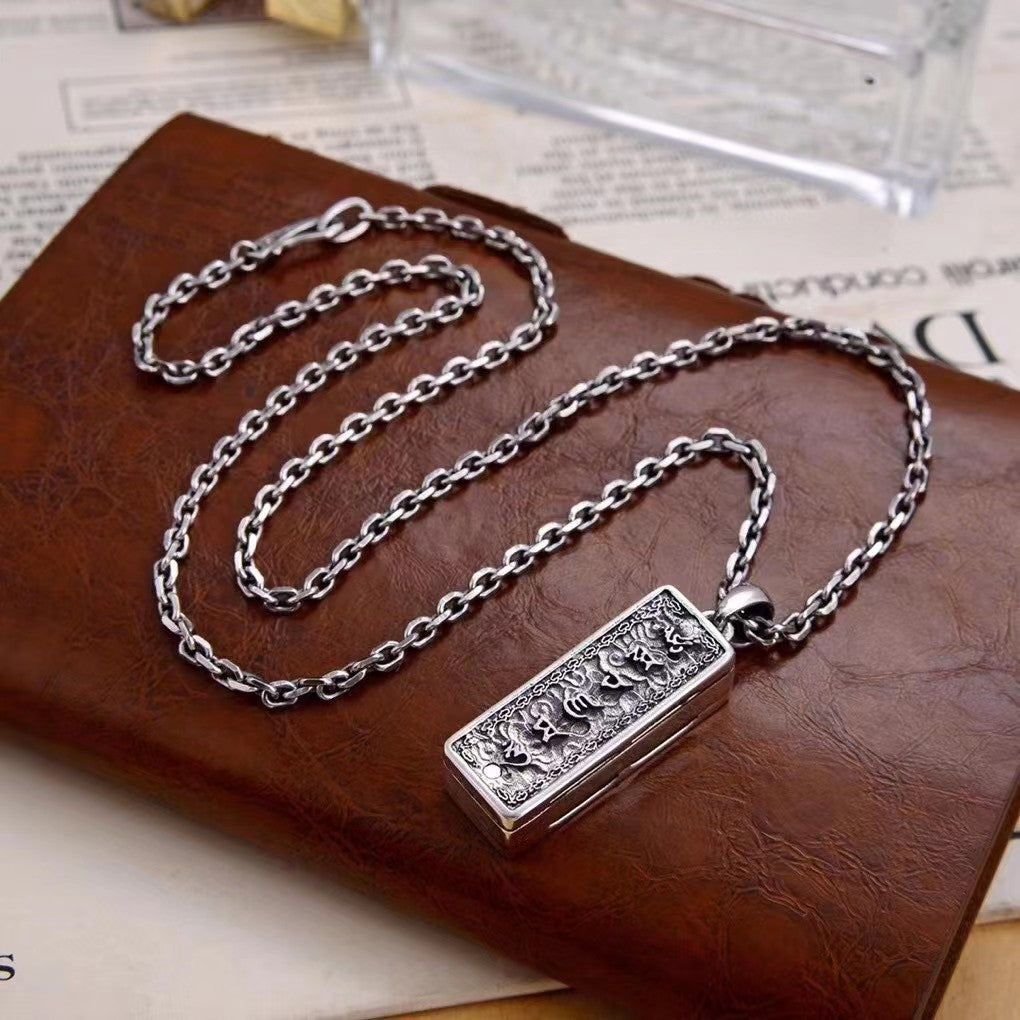 Silver Harmonica Pendant Can Sound The Six-character Mantra Necklace Of Trendy Men