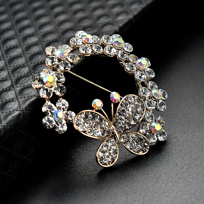 Butterfly Alloy Diamond Brooch - Minihomy