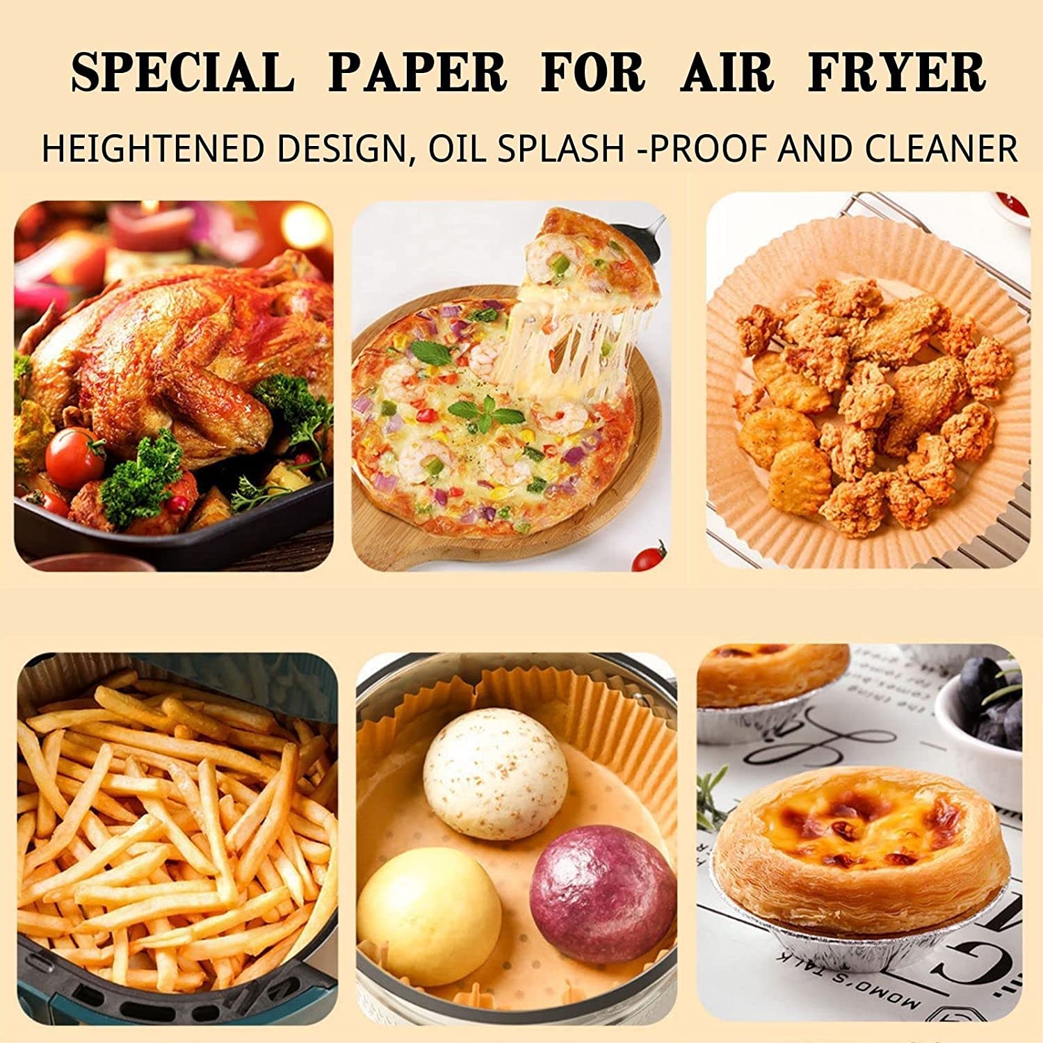 Air Fryer Paper Food Disposable Paper Liner Airfryer Kitchen Cookers Oil-proof Barbecue Plate Steamer Fryer Baking Accessories - Minihomy