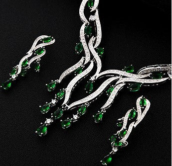 Crystal Jewelry Zircon Jewelry Set Tassel Pendant