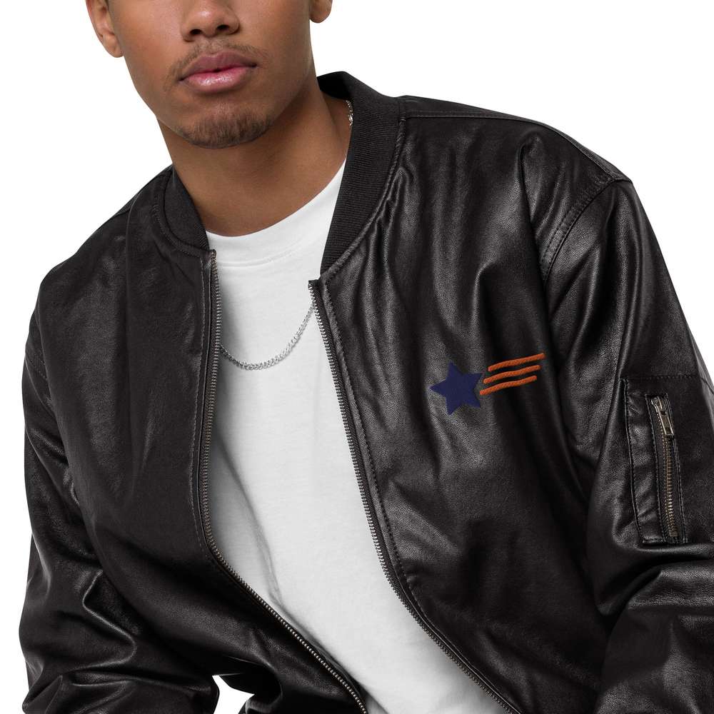 Freedom Leather Bomber Jacket - Minihomy