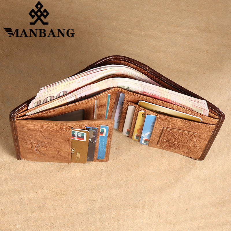 Genuine Leather Men Wallet Small Mini Card Holder Male Wallet Pocket Retro purse High Quality - Minihomy