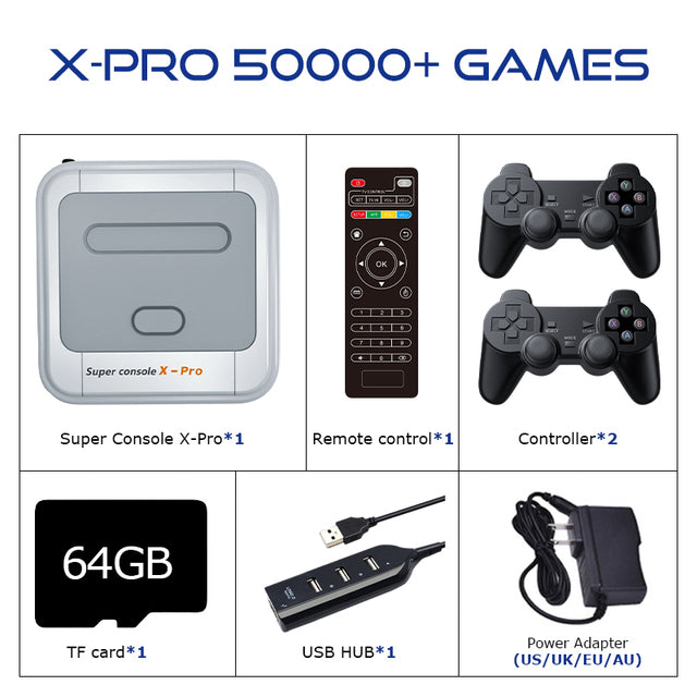 Game Console X Pro for PSP/PS1/SNES/N64/DC - 4K HD TV Box - Two Player - Minihomy