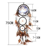 Handmade Feather Dream Catcher Brown Wolf Pattern Wind Chimes For Wall Hanging Ornments Car Home Decoration