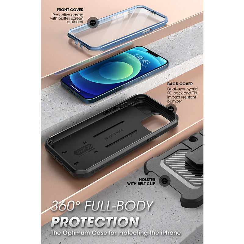 iPhone 13 Pro Case 6.1 inch UB Pro Full-Body Rugged Holster Cover with Built-in Screen Protector